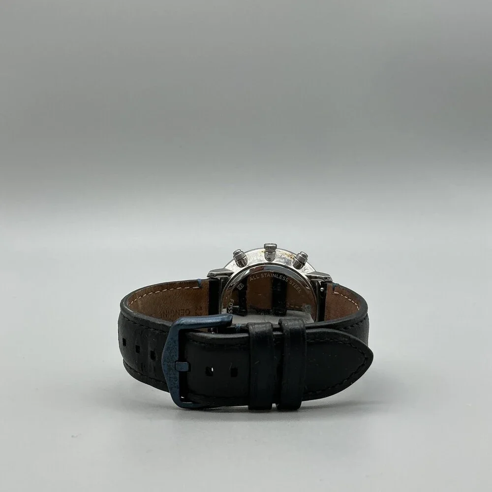 Fossil Chase FS5560 Mens Watch 42mm Chronograph Leather Date New Battery